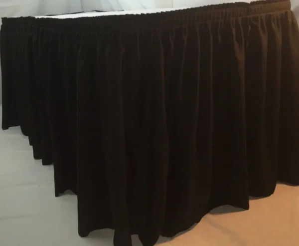 Fashion Tablecloth Market 14' Black Polyester Pleated Table Skirt Skirting Wedding Catering Booths"