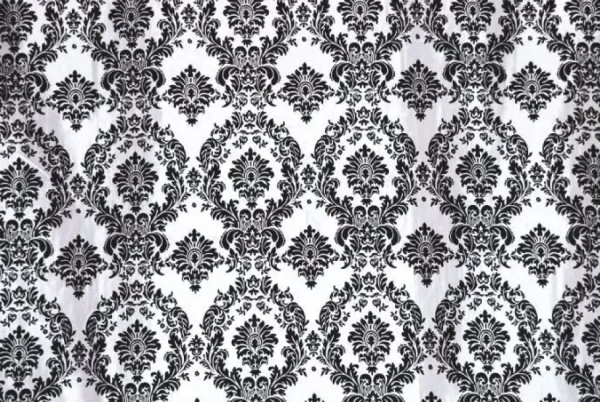 Discount Tablecloth Market Black White Flocking Damask Taffeta Velvet Fabric 58" Flocked Decor"