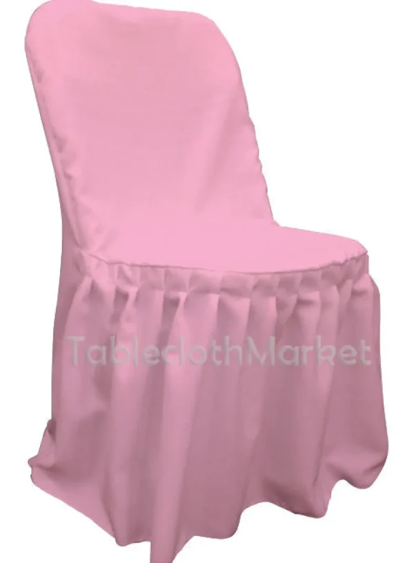 Clearance Tablecloth Market Chair Covers Pleated Polyester Wedding Party Decorations Folding Chair 24 Colors"