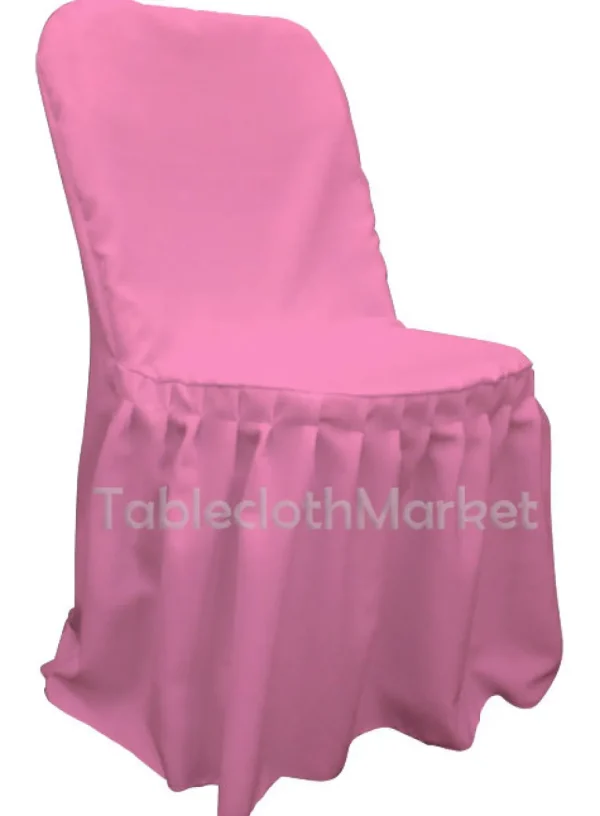 Clearance Tablecloth Market Chair Covers Pleated Polyester Wedding Party Decorations Folding Chair 24 Colors"