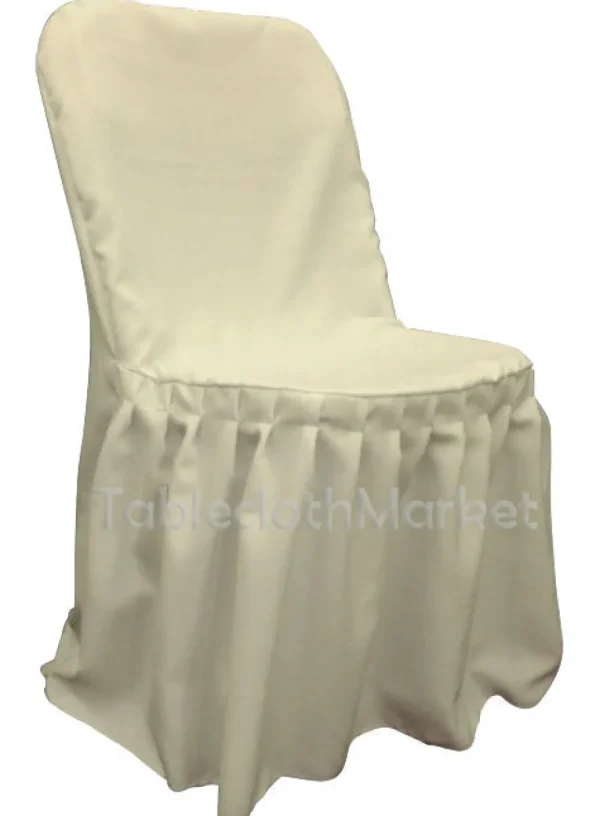 Clearance Tablecloth Market Chair Covers Pleated Polyester Wedding Party Decorations Folding Chair 24 Colors"