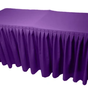 Outlet Tablecloth Market 4' Fitted Polyester Double Pleated Table Skirting Cover W/top Topper 21 Colors"