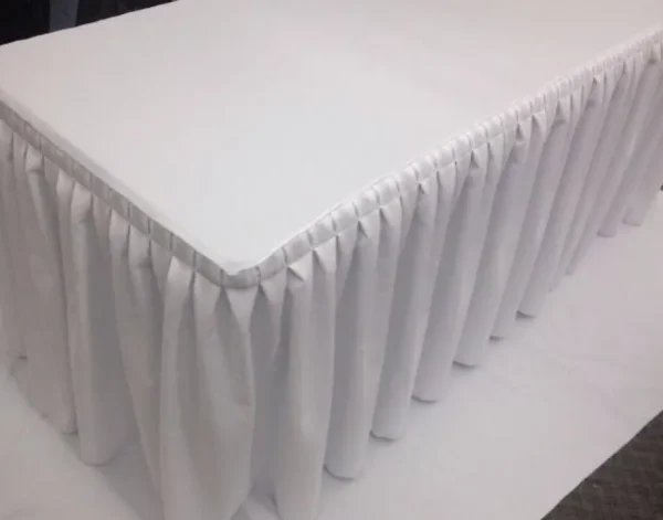 Sale Tablecloth Market 8' Fitted Polyester Double Pleated Table Skirting Cover W/top Topper Shows White"