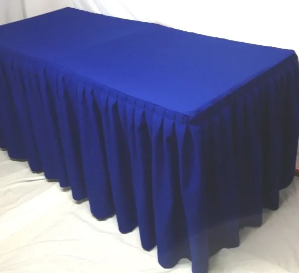 Online Tablecloth Market 6' Fitted Polyester Double Pleated Table Skirting Cover W/top Topper Royal Blue"