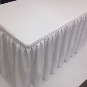 New Tablecloth Market 5' Fitted Polyester Double Pleated Table Skirting Cover w/Top Topper WHITE"