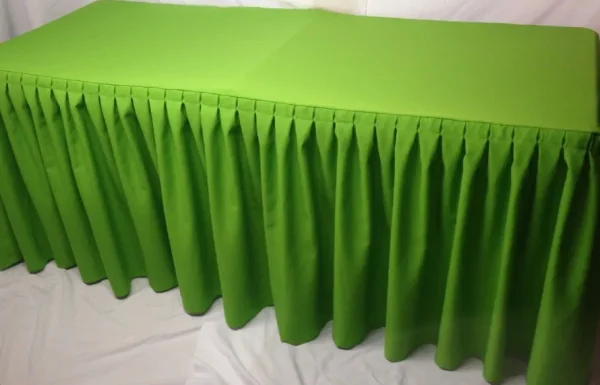 Outlet Tablecloth Market 4' Fitted Polyester Double Pleated Table Skirting Cover W/top Topper Apple Green"