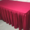 Hot Tablecloth Market 4' Fitted Polyester Double Pleated Table Skirt Cover W/top Topper Hot Pink"