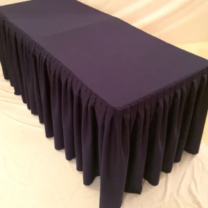 Fashion Tablecloth Market 4' Fitted Polyester Double Pleated Table Skirt Cover w/Top Topper Booths Purple"