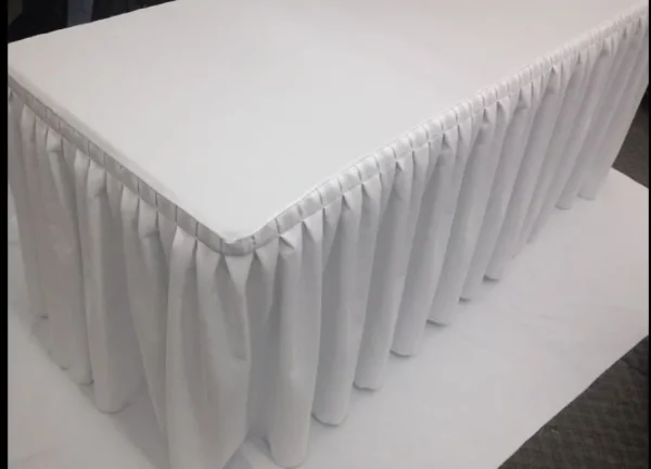 Best Tablecloth Market 5' Fitted Polyester Double Pleated Table Skirting Cover W/top Topper 21 Colors"