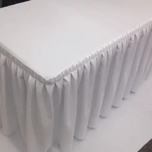 Sale Tablecloth Market 8' Fitted Polyester Double Pleated Table Skirting Cover W/top Topper Shows White