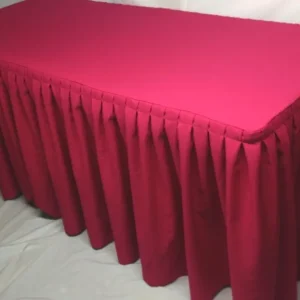 Hot Tablecloth Market 4' Fitted Polyester Double Pleated Table Skirt Cover W/top Topper Hot Pink