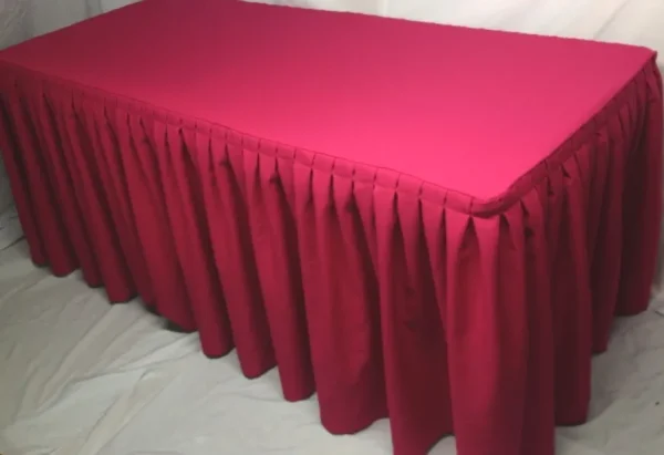 Hot Tablecloth Market 4' Fitted Polyester Double Pleated Table Skirt Cover W/top Topper Hot Pink"