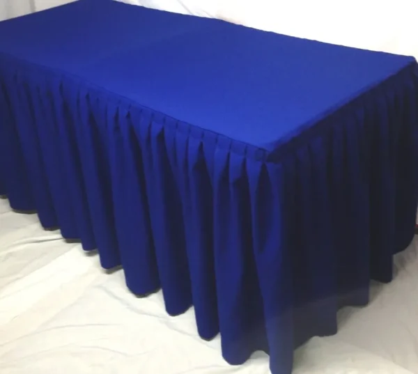 New Tablecloth Market 8' Fitted Polyester Double Pleated Table Skirting Cover W/top Topper Royal Blue"