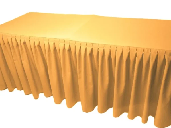 New Tablecloth Market 6' Fitted Polyester Double Pleated Table Skirting Cover W/top Topper 21 Colors"