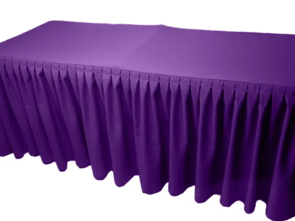 New Tablecloth Market 6' Fitted Polyester Double Pleated Table Skirting Cover W/top Topper 21 Colors"