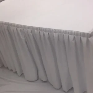 Sale Tablecloth Market 8' Fitted Polyester Double Pleated Table Skirting Cover W/top Topper Shows White