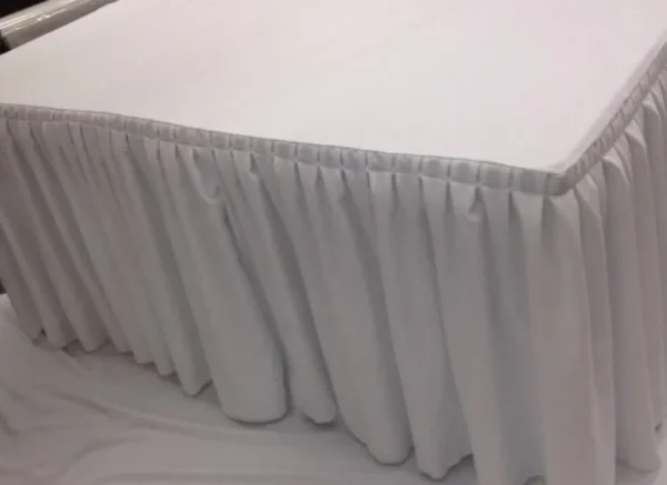 Sale Tablecloth Market 8' Fitted Polyester Double Pleated Table Skirting Cover W/top Topper Shows White"