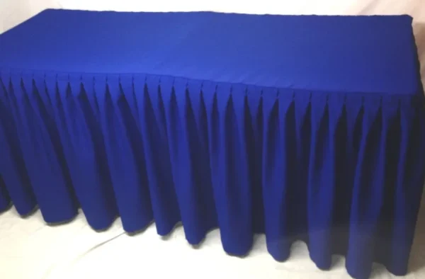 Online Tablecloth Market 6' Fitted Polyester Double Pleated Table Skirting Cover W/top Topper Royal Blue"