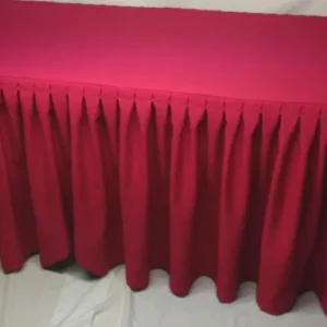 Hot Tablecloth Market 4' Fitted Polyester Double Pleated Table Skirt Cover W/top Topper Hot Pink