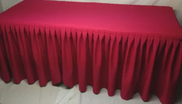 Hot Tablecloth Market 4' Fitted Polyester Double Pleated Table Skirt Cover W/top Topper Hot Pink"