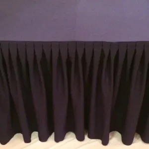 Fashion Tablecloth Market 4' Fitted Polyester Double Pleated Table Skirt Cover w/Top Topper Booths Purple