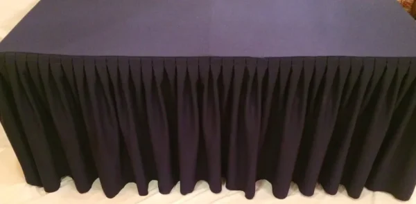 Fashion Tablecloth Market 4' Fitted Polyester Double Pleated Table Skirt Cover w/Top Topper Booths Purple"