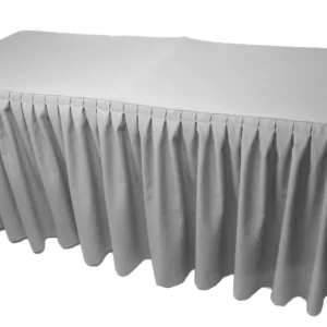 Outlet Tablecloth Market 4' Fitted Polyester Double Pleated Table Skirting Cover W/top Topper 21 Colors