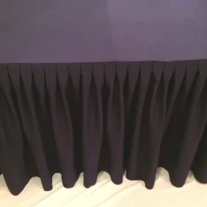 Fashion Tablecloth Market 4' Fitted Polyester Double Pleated Table Skirt Cover w/Top Topper Booths Purple