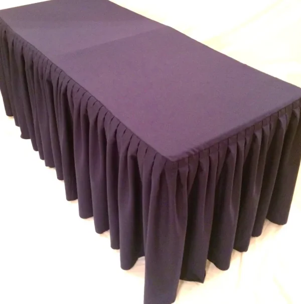 Outlet Tablecloth Market 4' Fitted Polyester Double Pleated Table Skirting Cover W/top Topper 21 Colors"