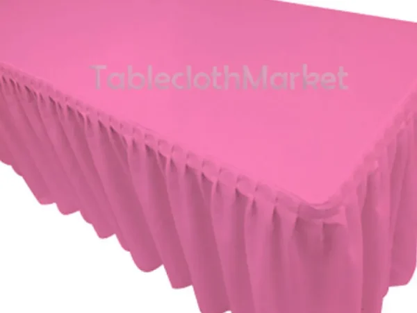 Clearance Tablecloth Market 4' Fitted Polyester Single Pleated Table Skirting Cover W/top Topper 24 Colors"