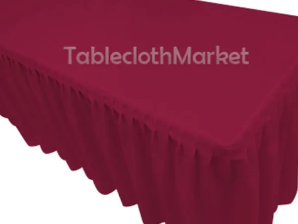 Outlet Tablecloth Market 5' Fitted Polyester SINGLE Pleated Table Skirting Cover w/Top Topper 24 COLORS"