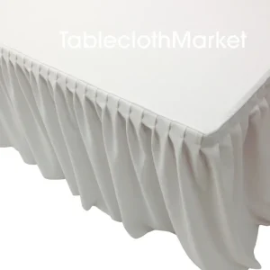 New Tablecloth Market 5' Fitted Single Pleated Table Skirting Cover W/ Top Topper Table Cover - White"