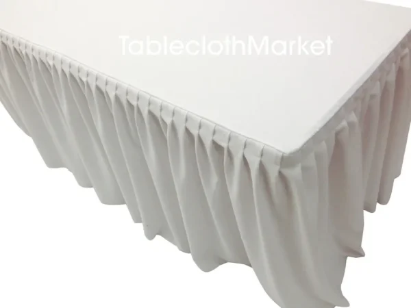 New Tablecloth Market 5' Fitted Single Pleated Table Skirting Cover W/ Top Topper Table Cover - White"