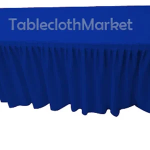 Outlet Tablecloth Market 4' Fitted Table Skirt Cover w/ Top Topper Single Pleated All Events Royal Blue