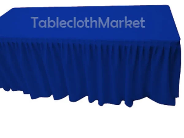 Outlet Tablecloth Market 4' Fitted Table Skirt Cover w/ Top Topper Single Pleated All Events Royal Blue"