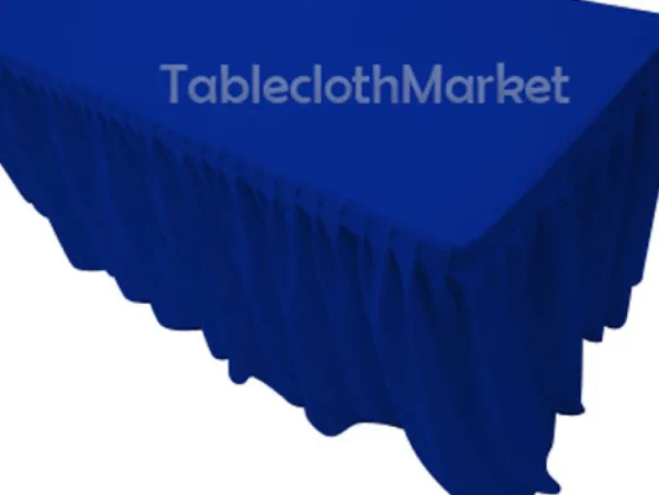 Outlet Tablecloth Market 4' Fitted Table Skirt Cover w/ Top Topper Single Pleated All Events Royal Blue"