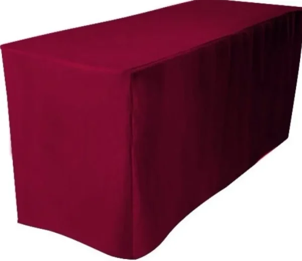 Fashion Tablecloth Market 8' Ft. Feet Fitted Polyester Tablecloth Trade Show Booth Table Cover Burgundy"