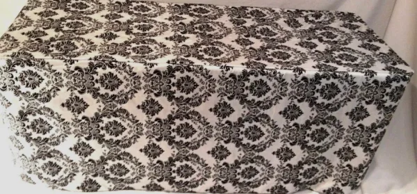 Hot Tablecloth Market 5' ft. Fitted Black White Damask Flocked Taffeta Tablecloth table cover Wedding"