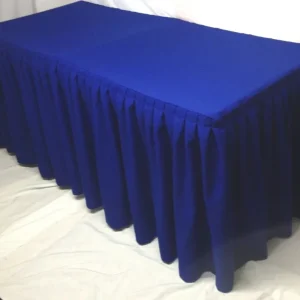 Sale Tablecloth Market 4' Ft. Fitted Polyester Double Pleated Table Skirt Cover W/top Topper Royal Blue"