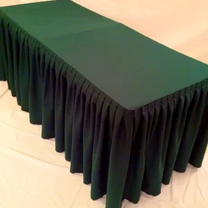 Discount Tablecloth Market 5' ft. Fitted Polyester Double Pleated Table Skirting Cover w/Top Topper Green