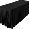 Hot Tablecloth Market 5' Ft. Fitted Polyester Double Pleated Table Skirting Cover W/top Topper Black"