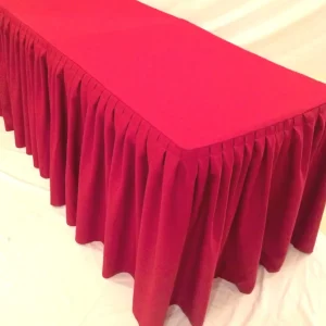 Fashion Tablecloth Market 5' Ft. Fitted Polyester Double Pleated Table Skirt Cover W/top Topper Events Red"