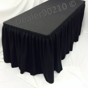 Hot Tablecloth Market 6' Ft. Fitted Polyester Double Pleated Table Skirt Cover W/top Topper Black"