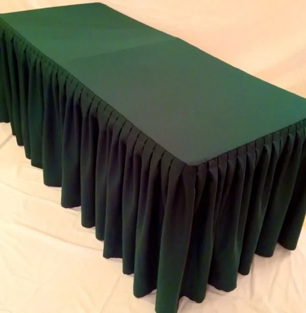 Discount Tablecloth Market 5' ft. Fitted Polyester Double Pleated Table Skirting Cover w/Top Topper Green"