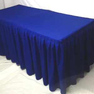 Best Tablecloth Market 5' Ft. Fitted Polyester Double Pleated Table Skirt Cover W/top Topper Royal Blue