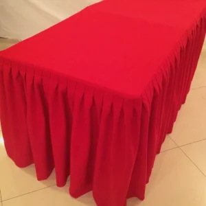 Fashion Tablecloth Market 5' Ft. Fitted Polyester Double Pleated Table Skirt Cover W/top Topper Events Red