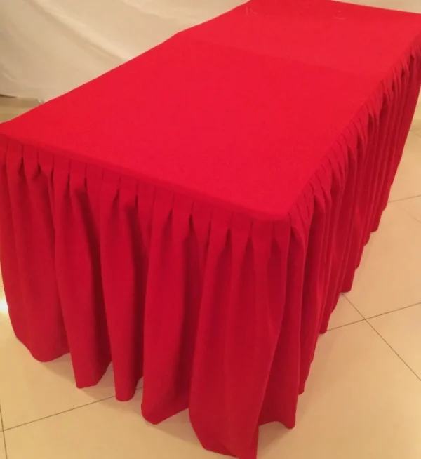 Fashion Tablecloth Market 5' Ft. Fitted Polyester Double Pleated Table Skirt Cover W/top Topper Events Red"