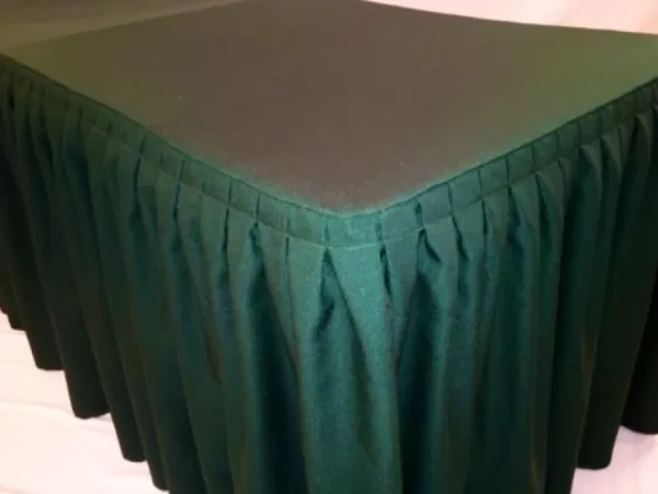 New Tablecloth Market 4' ft. Fitted Polyester Double Pleated Table Skirting Cover w/Top Topper Green"