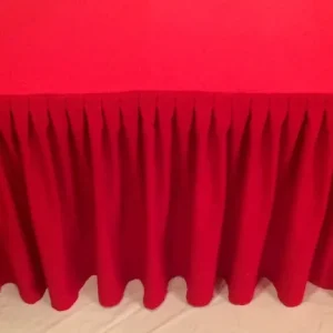 Fashion Tablecloth Market 5' Ft. Fitted Polyester Double Pleated Table Skirt Cover W/top Topper Events Red