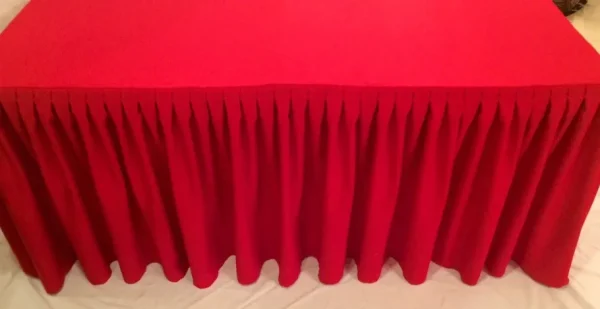 Fashion Tablecloth Market 5' Ft. Fitted Polyester Double Pleated Table Skirt Cover W/top Topper Events Red"